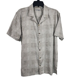 Salt Earth Mens Camp Shirt M Olive Richard Linen Button Front Short Sleeve Woven